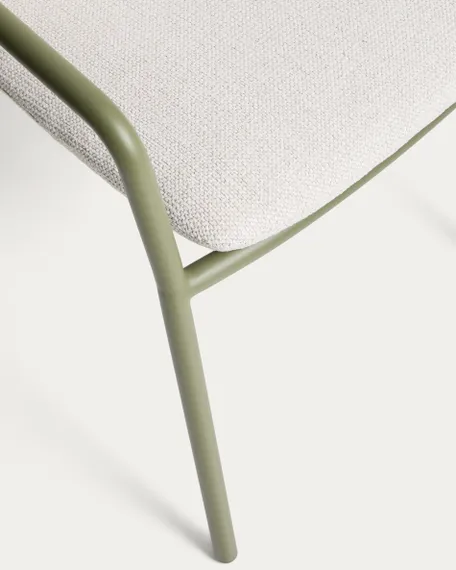 Уличный стул Linosa из зеленого алюминия с бежевой подушкой