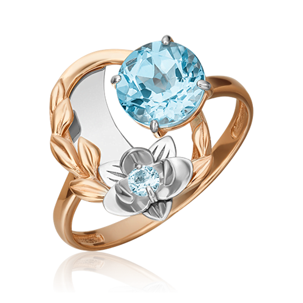 Кольцо «Орхидея» (пожелание любви) из комбинированного золота с топазами