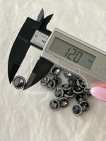 Пуговицы черные графит стразы 12 мм