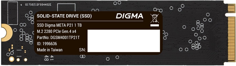 Накопитель SSD M.2 2280 Digma DGSM4001TP21T
