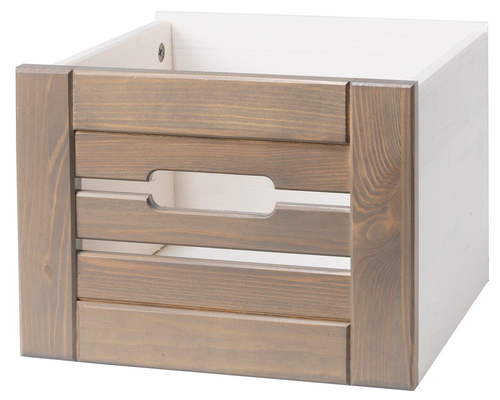 Ящик для хранения, 26х30х20, Венеция, деревянный, книг, для ванной, массив сосны, 2 шт., белый / серый, Dipriz