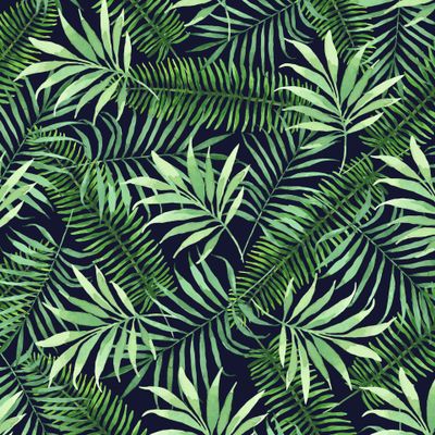 Тропики, тропический узор на темном фоне