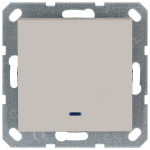 Выключатель одноклавишный проходной со светодиодом 10A 250V~ с накладкой, цвет Тауп