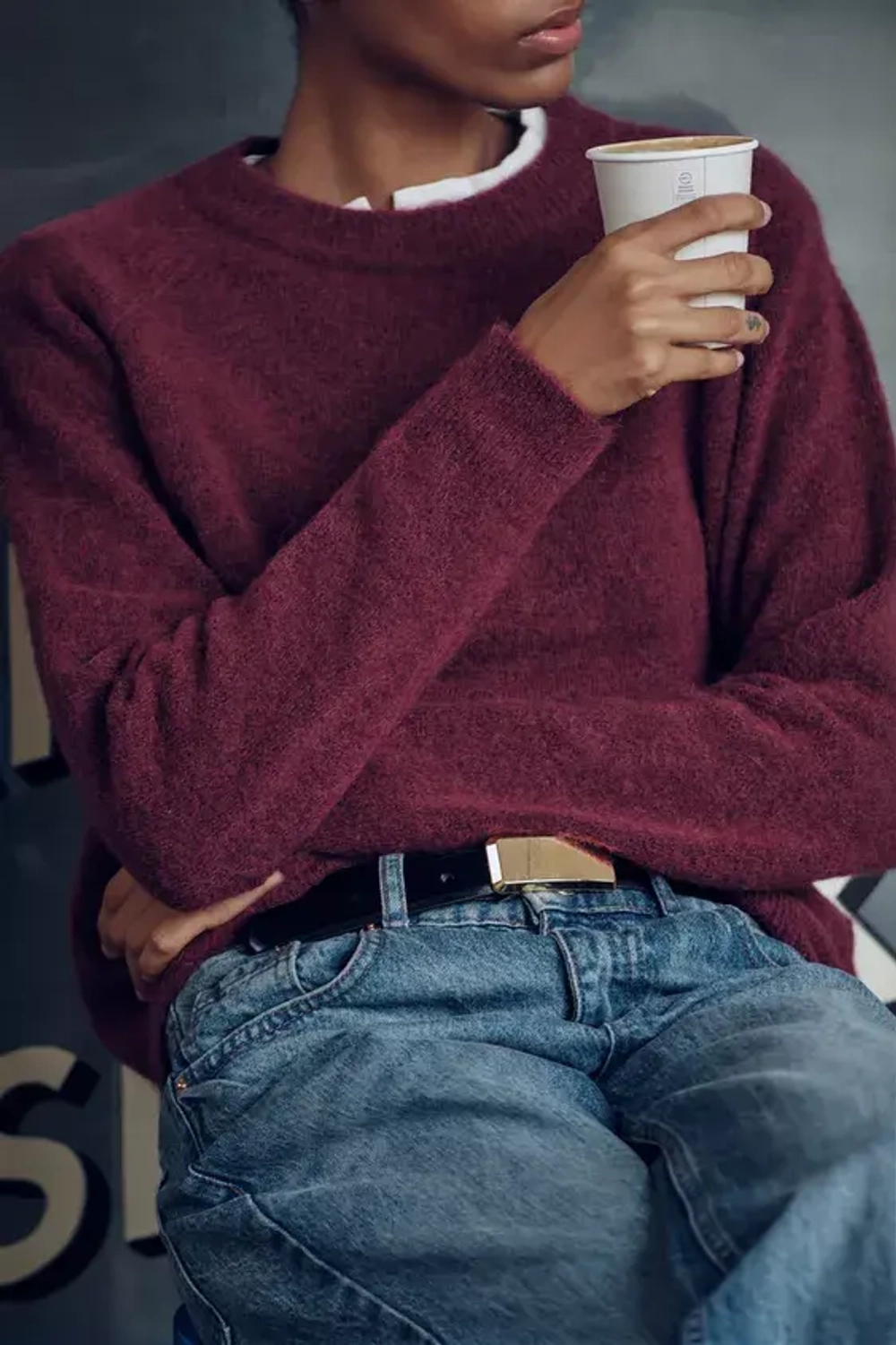 ZARA ОДНОТОННЫЙ СВИТЕР ИЗ ШЕРСТИ И АЛЬПАКИ, РОЗОВАТЫЙ