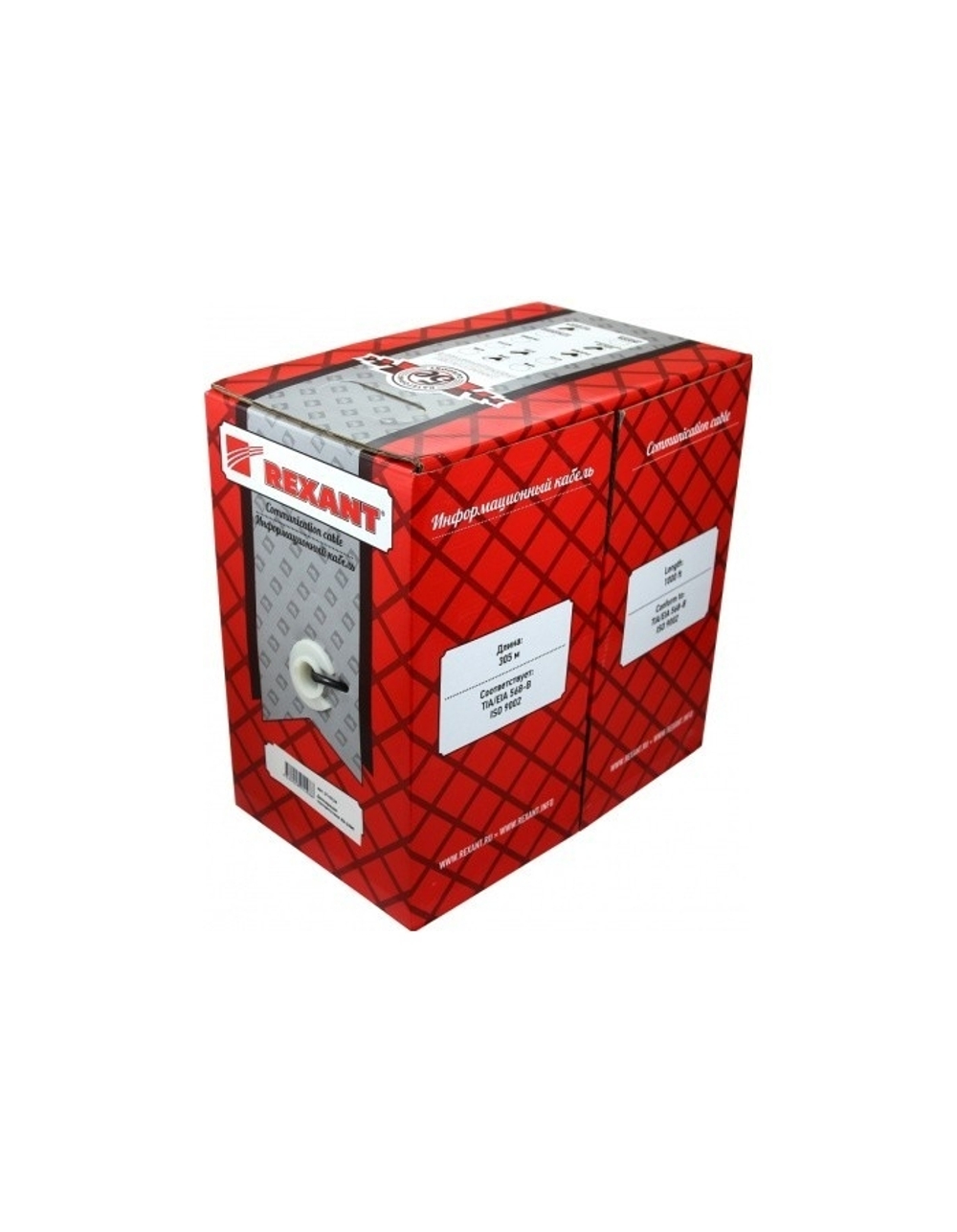 Rexant (01-0124) Кабель витая пара F/UTP, CAT 5e, PE, 2PR, 24AWG, OUTDOOR, SOLID, черный, 305м