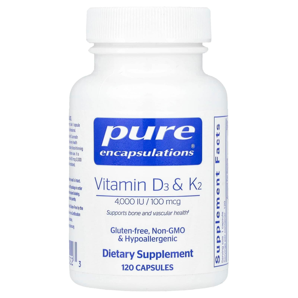 Pure Encapsulations, Витамины D3 и K2, 120 капсул