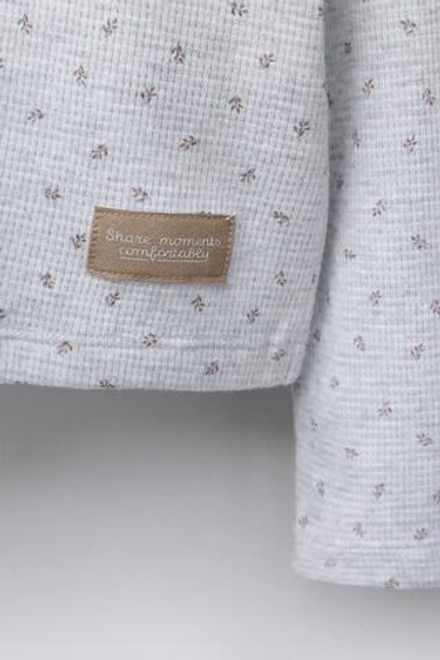 ZARA ВАФЕЛЬНАЯ ПИЖАМА С ЦВЕТОЧНЫМ ПРИНТОМ, СЕРЫЙ МЕЛАНЖ