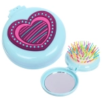 Расческа массажная детская складная «КАРАМЕЛЬ», сердце, цвет голубой, d-6см (пакет с подвесом)