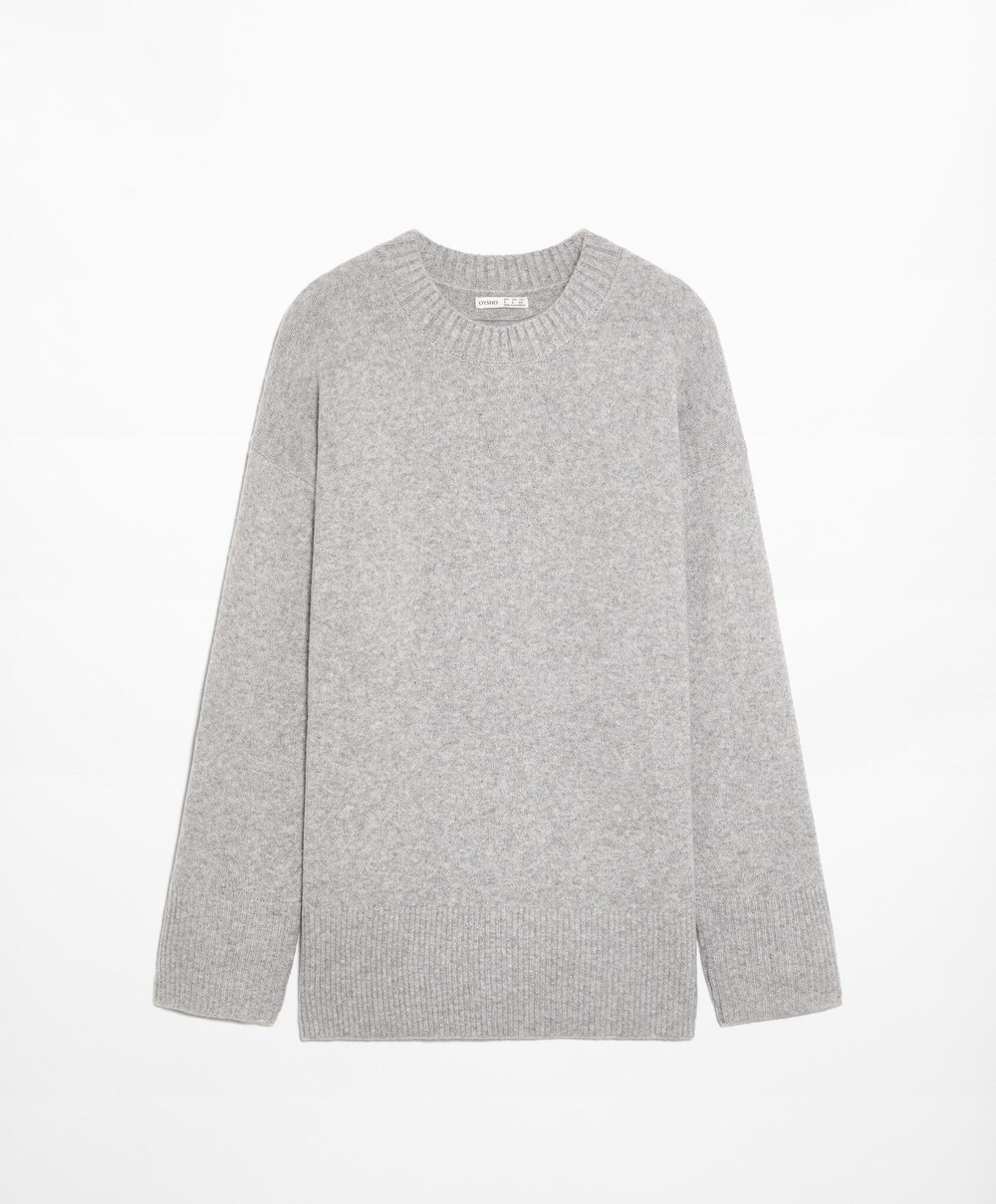 Oysho Свитер из трикотажа, серый меланж