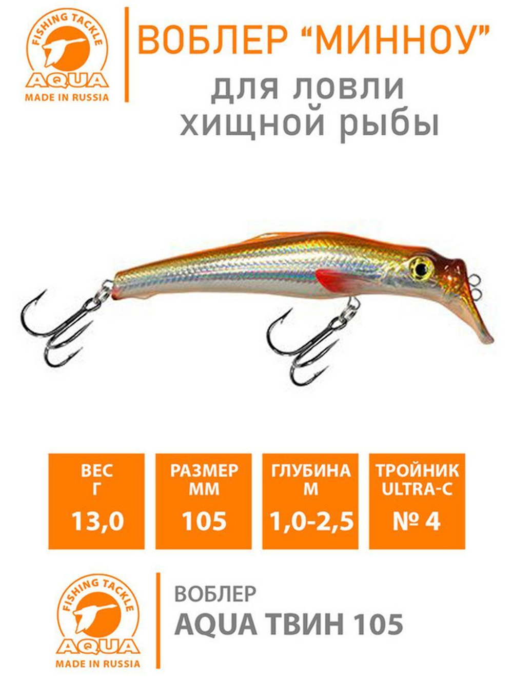 Воблер Минноу на щуку троллинга ТВИН 135mm на окуня