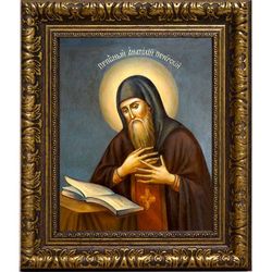 Анатолий Печерский, преподобный затворник. Икона на холсте.