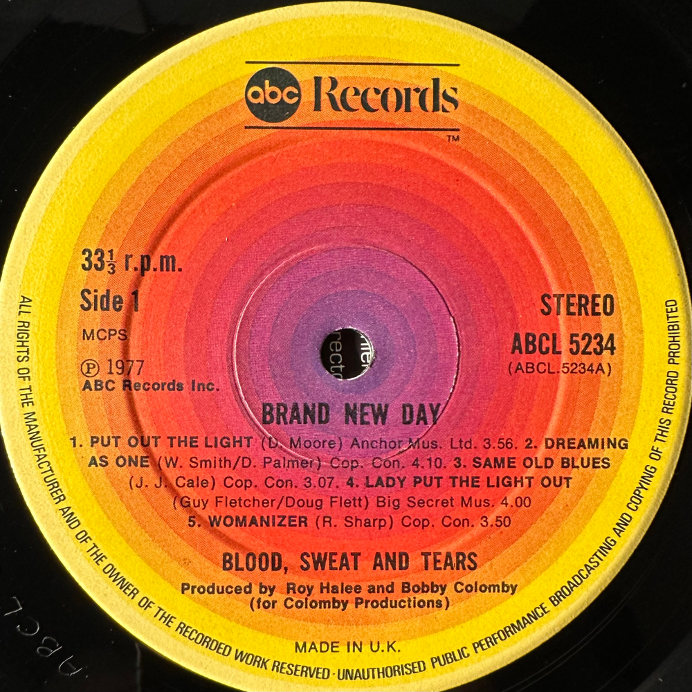Blood, Sweat And Tears Featuring David Clayton-Thomas ‎– Brand New Day (Англия 1977г.)