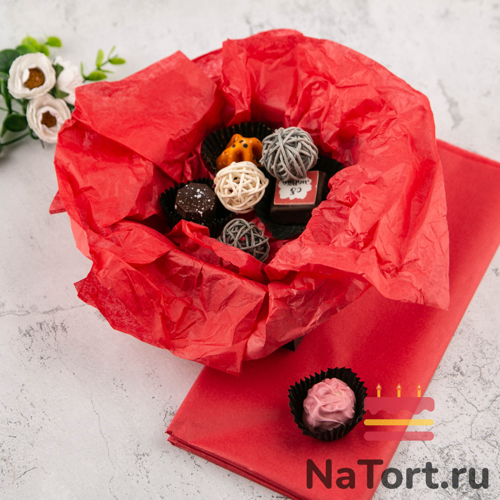 Бумага упаковочная тишью, Красная 50х66 см (10 листов)