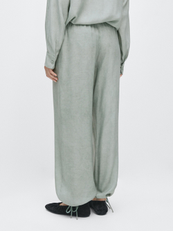 Massimo Dutti Брюки Саруэль с завязками, фисташковый