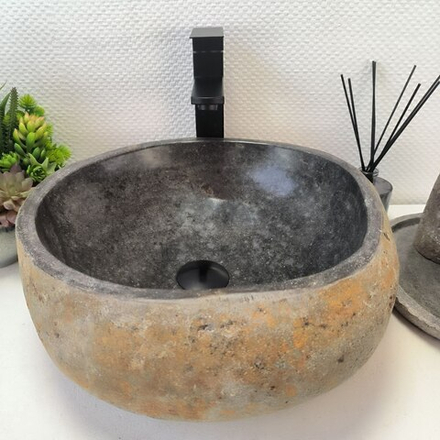 Раковина из речного камня RS-63475 (40*41*15) 0122