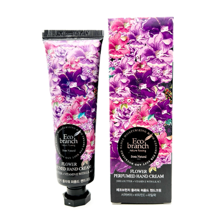 ECO BRANCH - КРЕМ ДЛЯ РУК С ЭКСТРАКТОМ МАСЛА ШИ И МАСЛОМ СИРЕНИ FLOWER PERFUMED HAND CREAM SHEA BUTTER WITH LILAC, 40 G