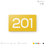 Номер на дверь 201, табличка на дверь для офиса, квартиры, кабинета, аудитории, склада, желтая 120х70 мм, Айдентика Технолоджи