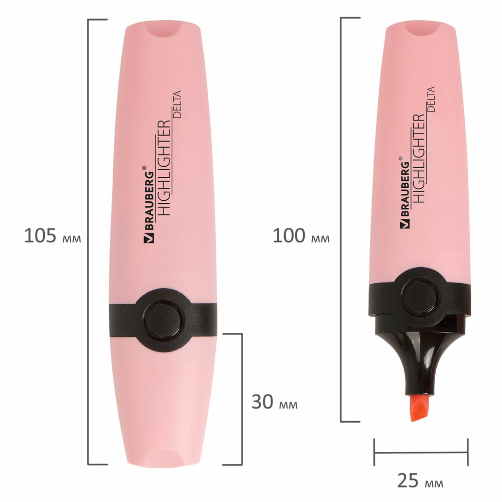 Текстовыделитель BRAUBERG "DELTA PASTEL" пастельный цвет красный линия 1-5 мм (24 штуки в упаковке)