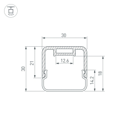 Профиль с экраном LINE-D-3030-2000 SQUARE BLACK+OPAL (Arlight, Алюминий) 055073
