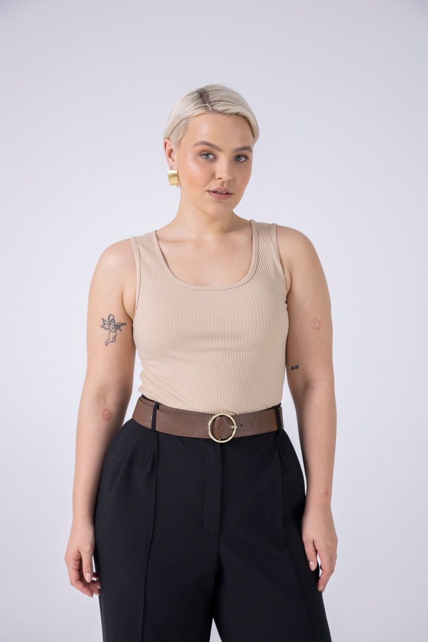 Майка трикотажная, бежевый