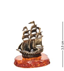 AM- 353 Фигурка «Кораблик» бол. (латунь, янтарь)