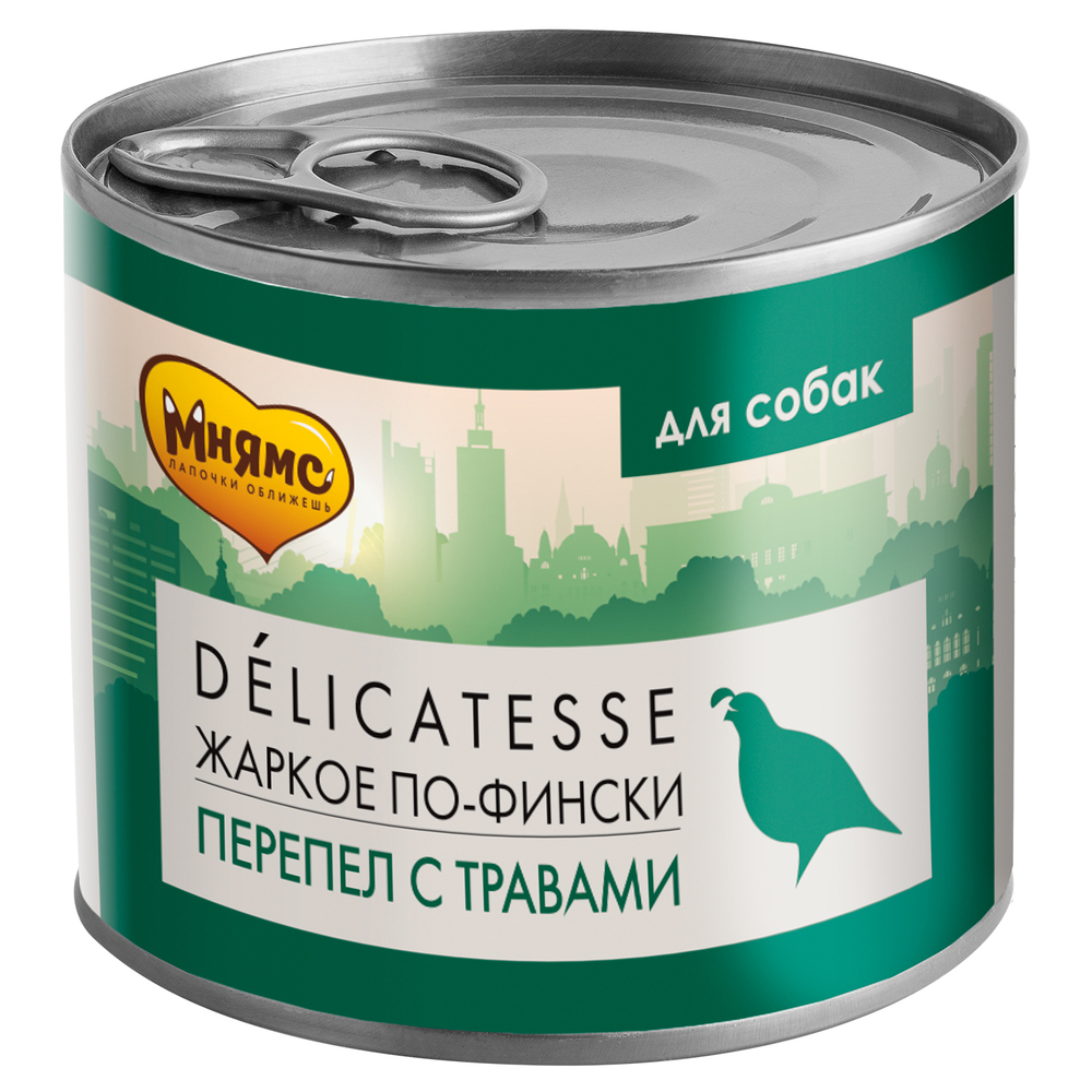Мнямс консервы для собак всех пород Паштет из перепелки с травами "Жаркое по-фински" 200г