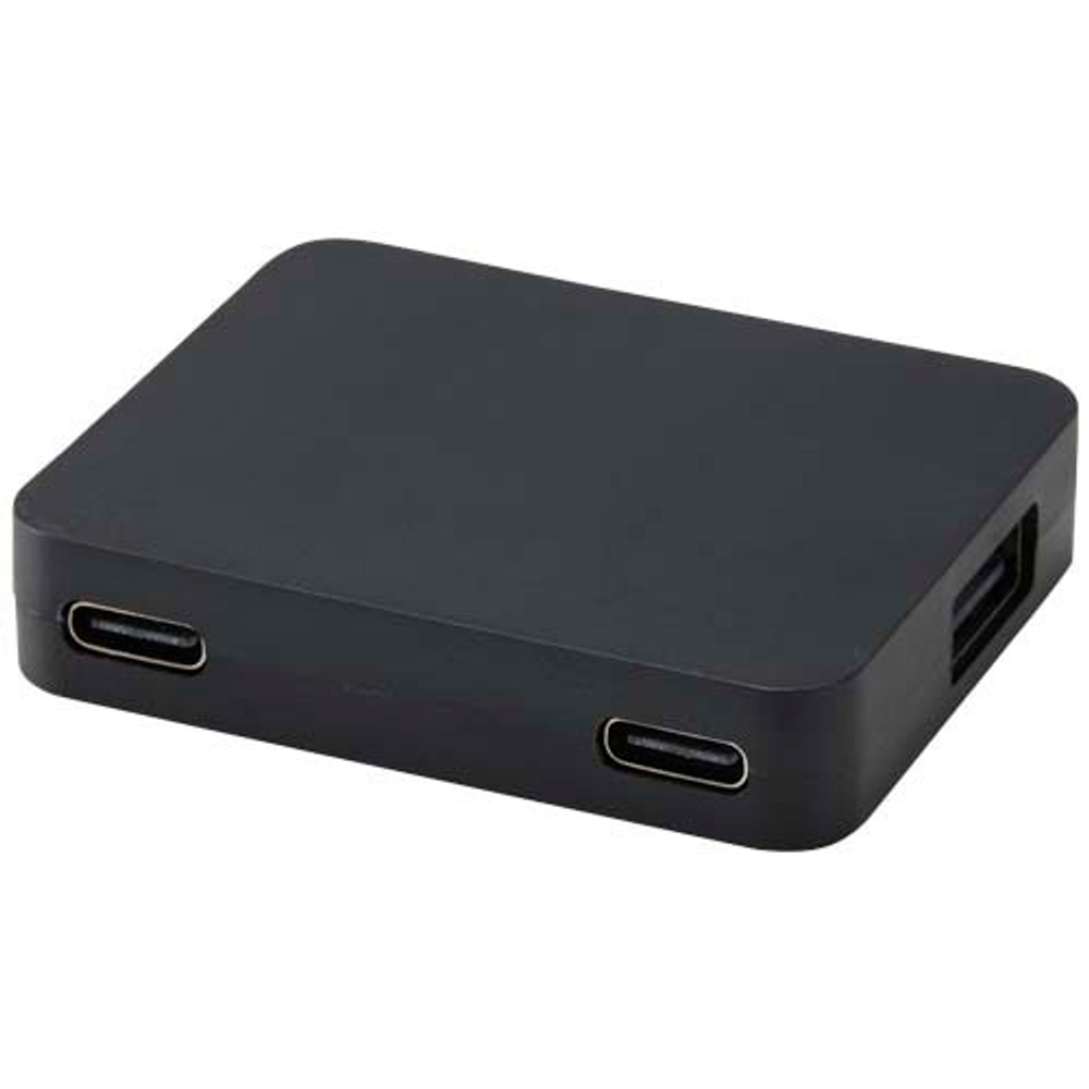 Gaia 4-портовый USB-концентратор с выходом USB-A и Type-C и двойным входом — изготовлен из переработанного пластика
