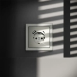 Розетка встраиваемая VOLTUM S70 с заземлением и защитными шторками, 16А, с USB, A+С, (сталь)