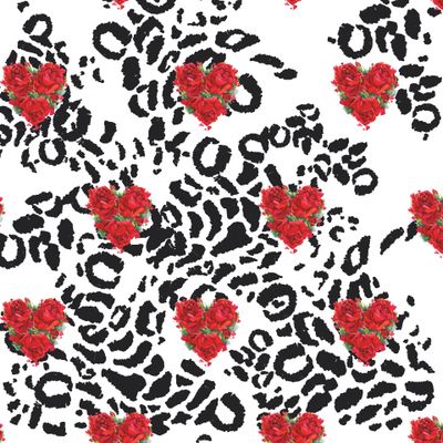 Леопардовый фон и красные розы