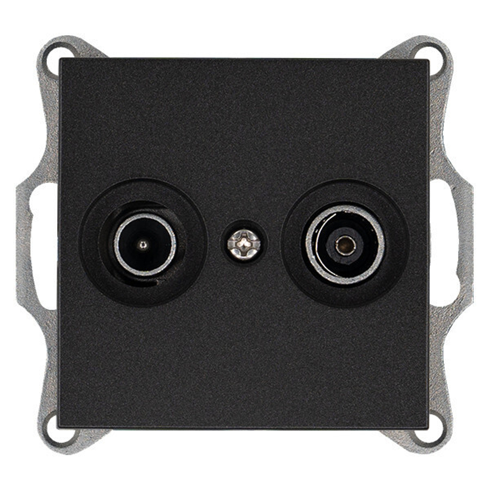 Розетка TV+FM Φ9.5mm оконечная с накладкой, цвет Антрацит