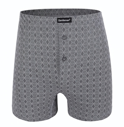 Мужские хлопковые трусы-боксеры свободного кроя (Размер: M) (Цвет: серый)