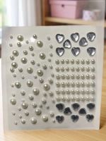 Стразы самоклеющиеся для лица и тела сердечки и кружочки Серебряные