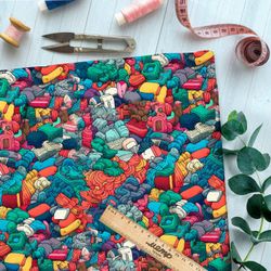 Ткань премиум флис пластелиновый хаос