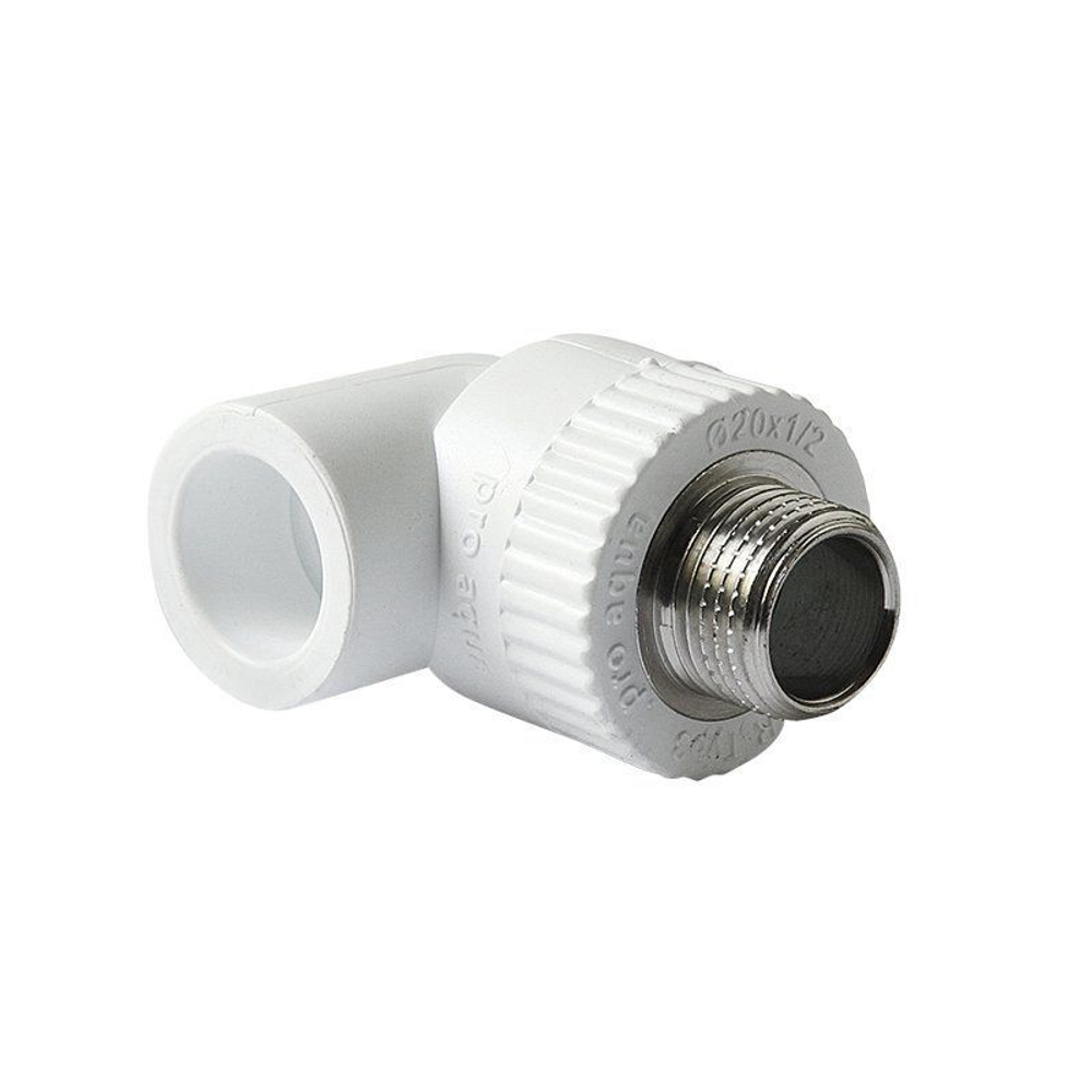 Угольник комбинированный ПП 20-3/4'' PN 25, с наружной резьбой, белый, Pro Aqua PA27010P