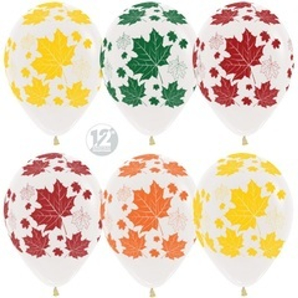 S 12" Разноцветные листья Прозрачный