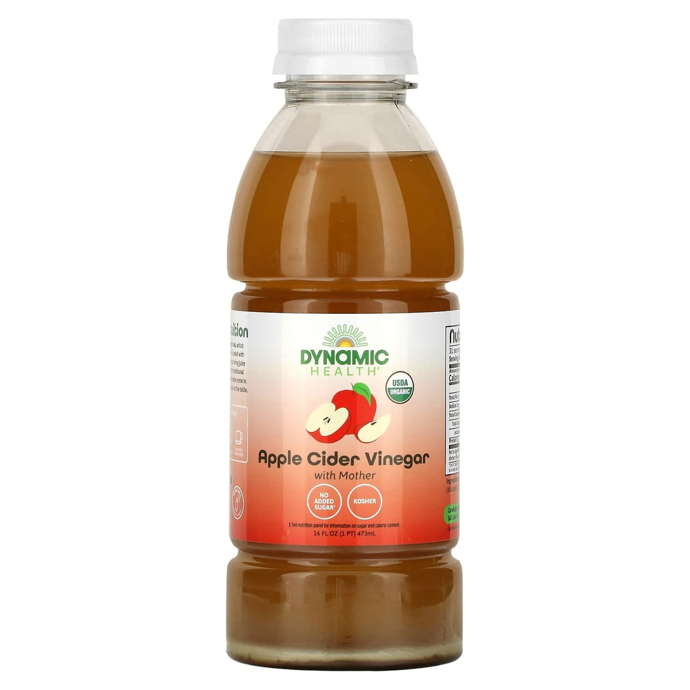 Dynamic Health, яблочный уксус с уксусной маткой, пластиковая упаковка, 473 мл (16 жидк. унций)