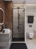 Душевая дверь Cezares LUX-B-FS-1-80-C-GM, 80х195, профиль оружейная сталь, стекло прозрачное