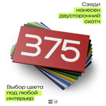 Номер на дверь 375, табличка на дверь для офиса, квартиры, кабинета, аудитории, склада, красная 120х70 мм, Айдентика Технолоджи