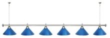 Лампа STARTBILLIARDS 6 пл. (плафоны синие,штанга коричневая,фурнитура золото)