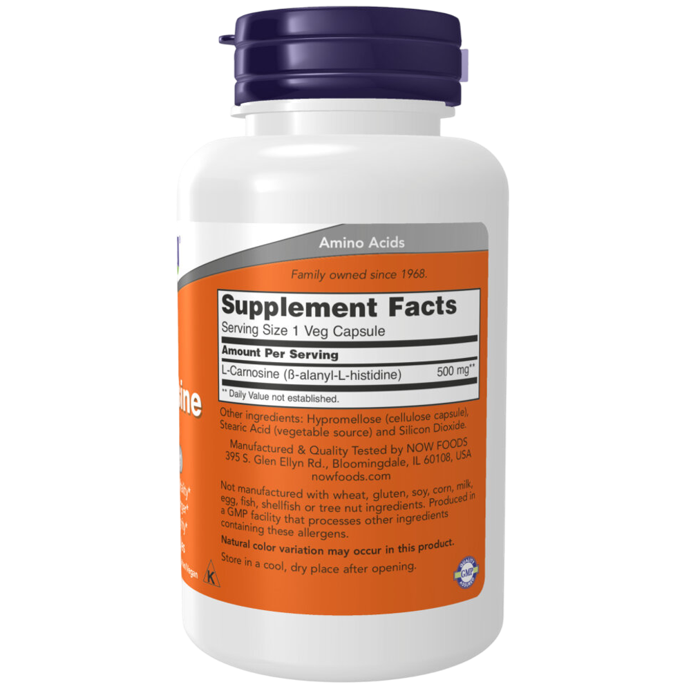Now Foods L-Carnosine 500 mg 50 / 100 veg capsules, Карнозин !!!Срок 08.2025