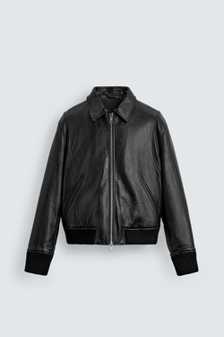 ZARA СТЕГАНАЯ КУРТКА ИЗ ИСКУССТВЕННОЙ КОЖИ, ЧЕРНЫЙ