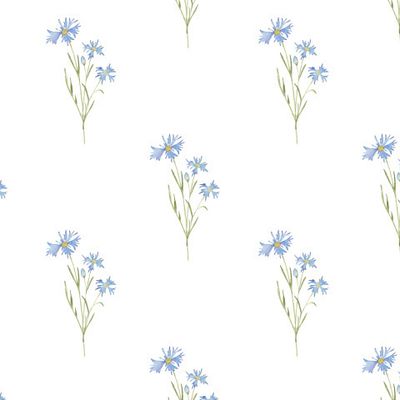 Акварельный орнамент из голубых васильков