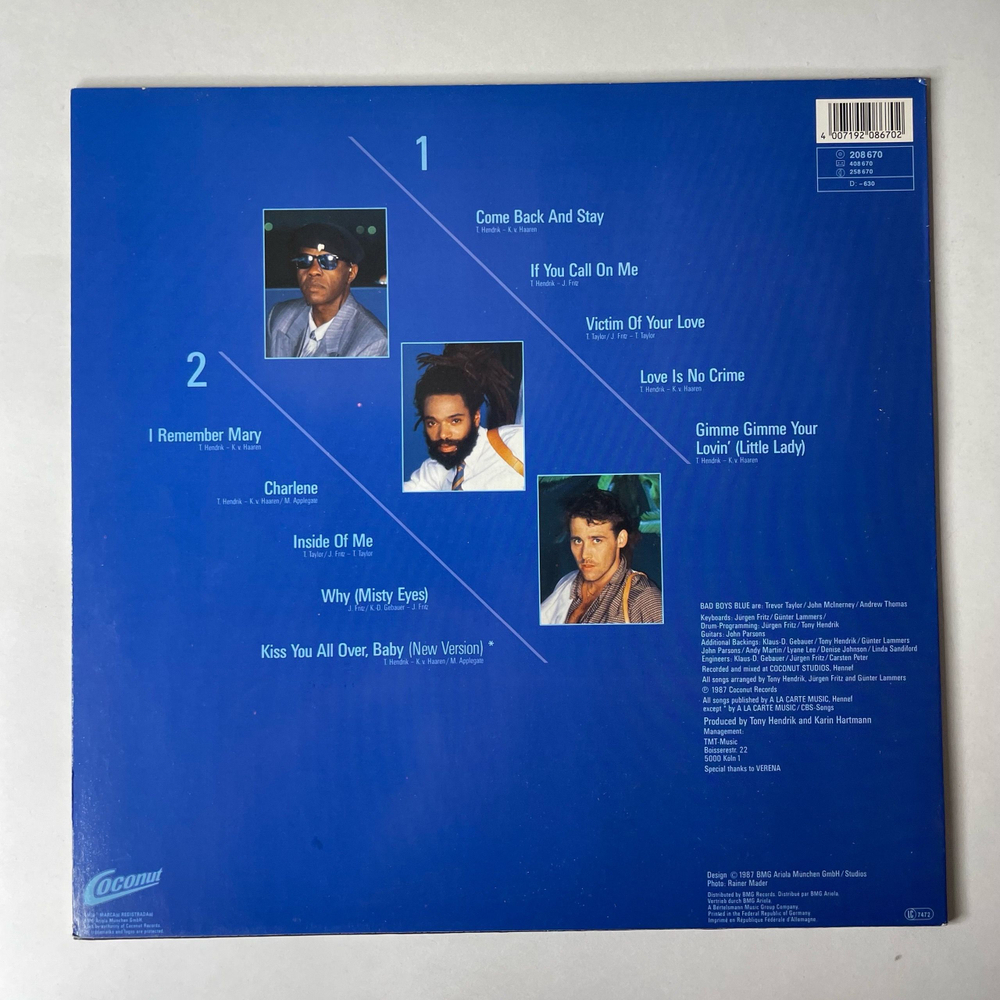 Винтажная виниловая пластинка LP Bad Boys Blue Love Is No Crime (Германия 1987)