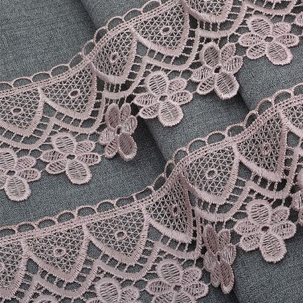 Кружево гипюр с цветами шир.60мм цв.002 пыльная роза