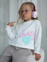 Лонгслив для девочки в школу, белый