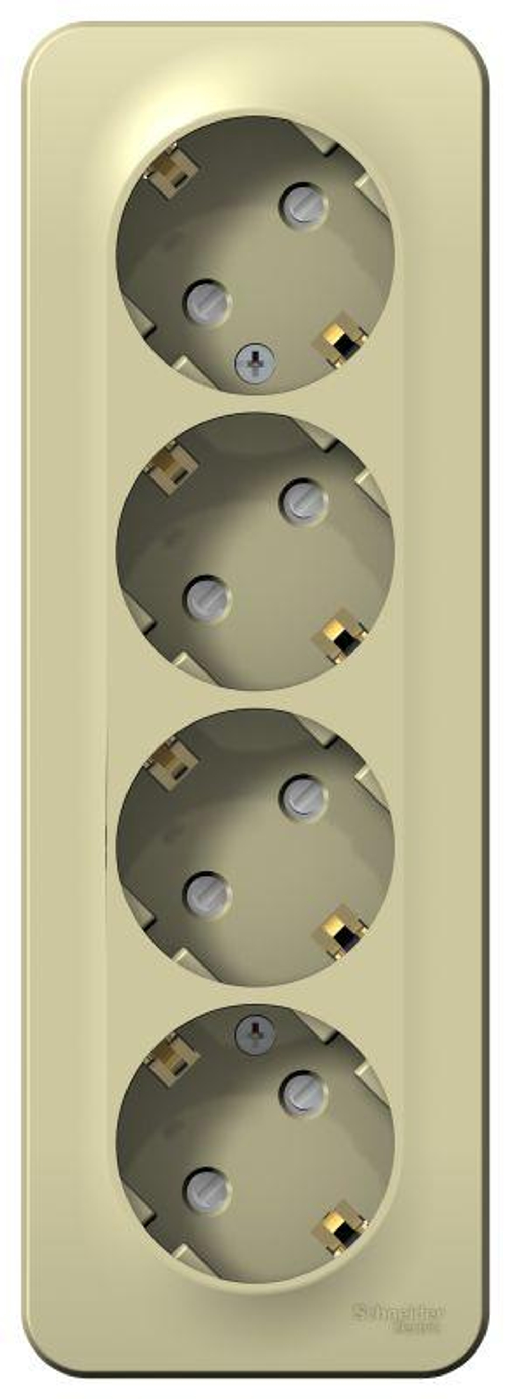 Розетка 4-м ОП Blanca 16А IP20 250В с заземл. защ. шторки с изолир. пластиной беж. SE BLNRA011417