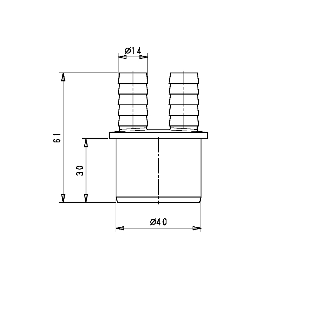 40 Адаптер для промывки фильтров и слива горячей/холодной воды (2 выхода на 14)