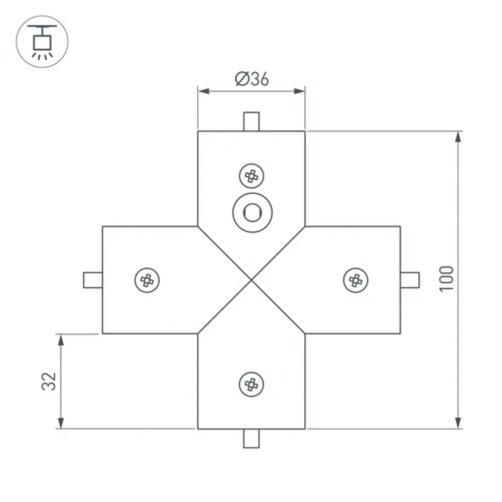 Соединитель профиля ROUND-D36-360-X90 (Arlight, Алюминий) 050544