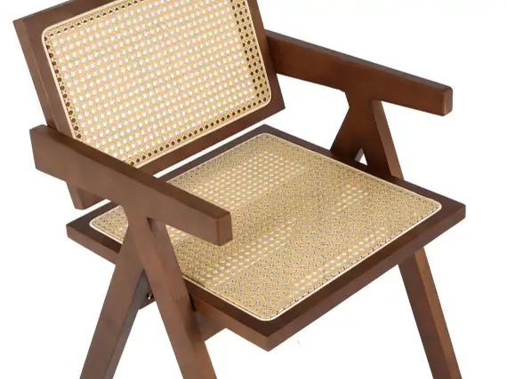 Стул Nordic, орех, светлый ротанг