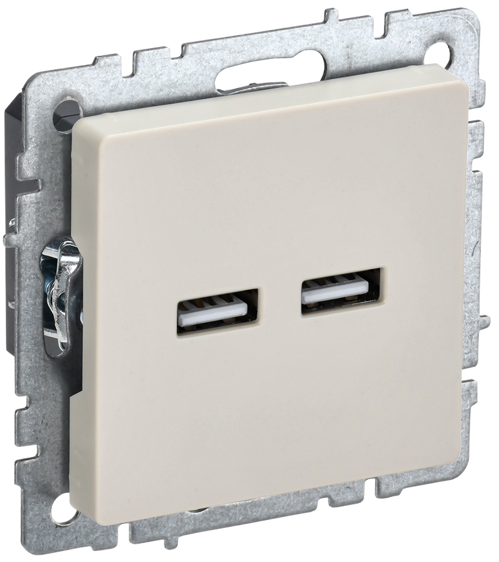 BRITE Розетка USB A+A 5В 3,1А РЮ10-1-БрКр бежевый IEK